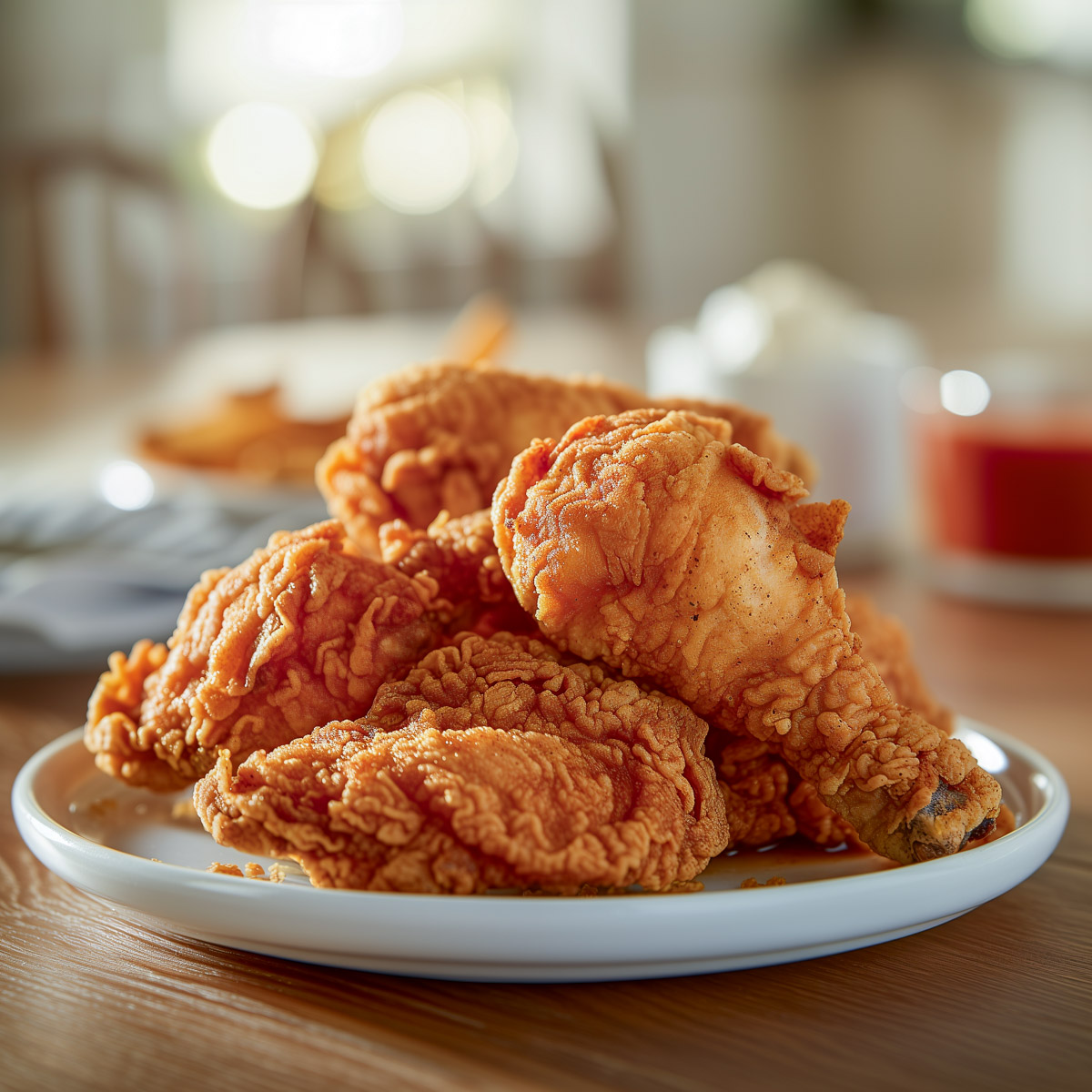 A plate with Southern-style fried chicken pieces.