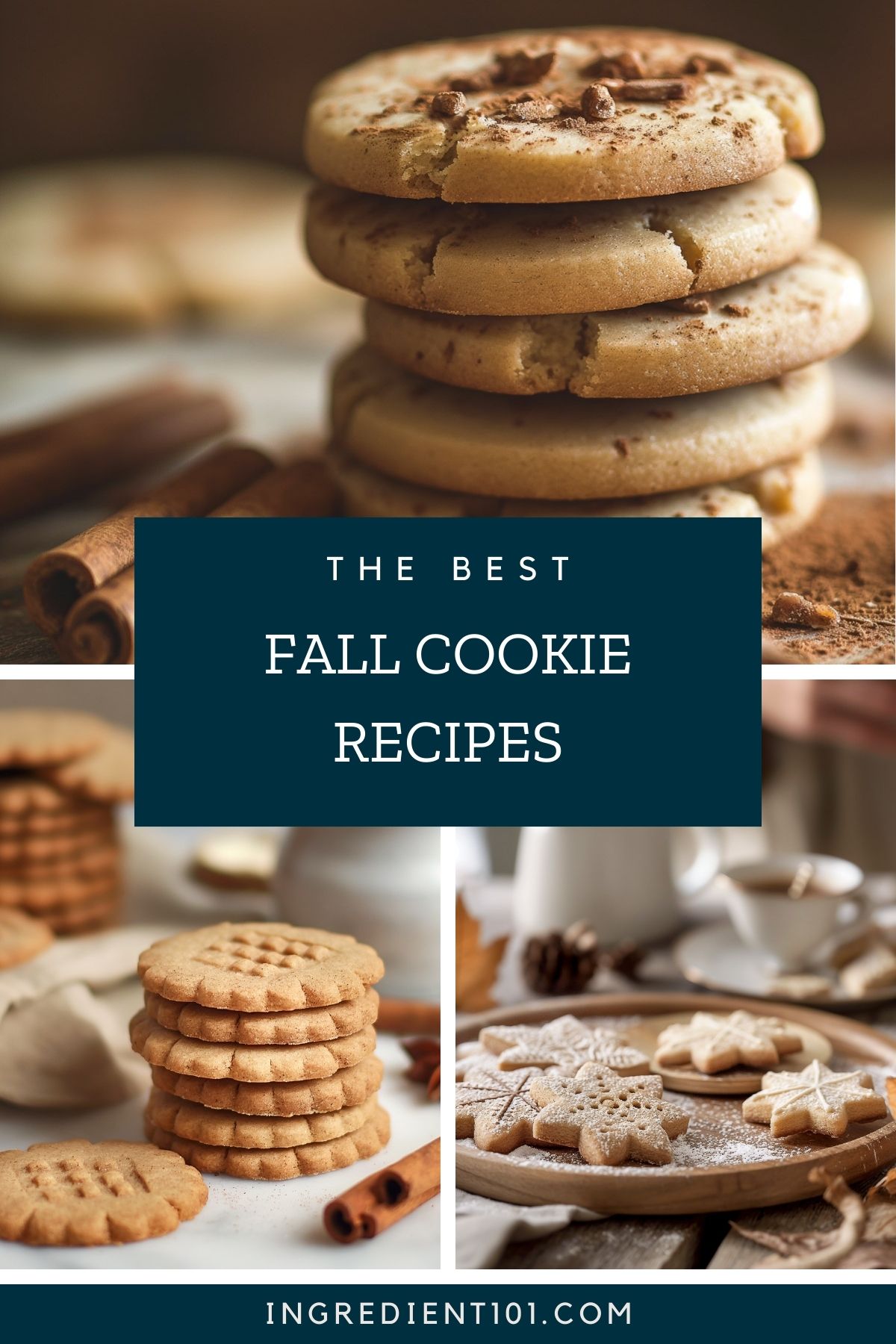 Three types of fall cookies featuring fall spices.