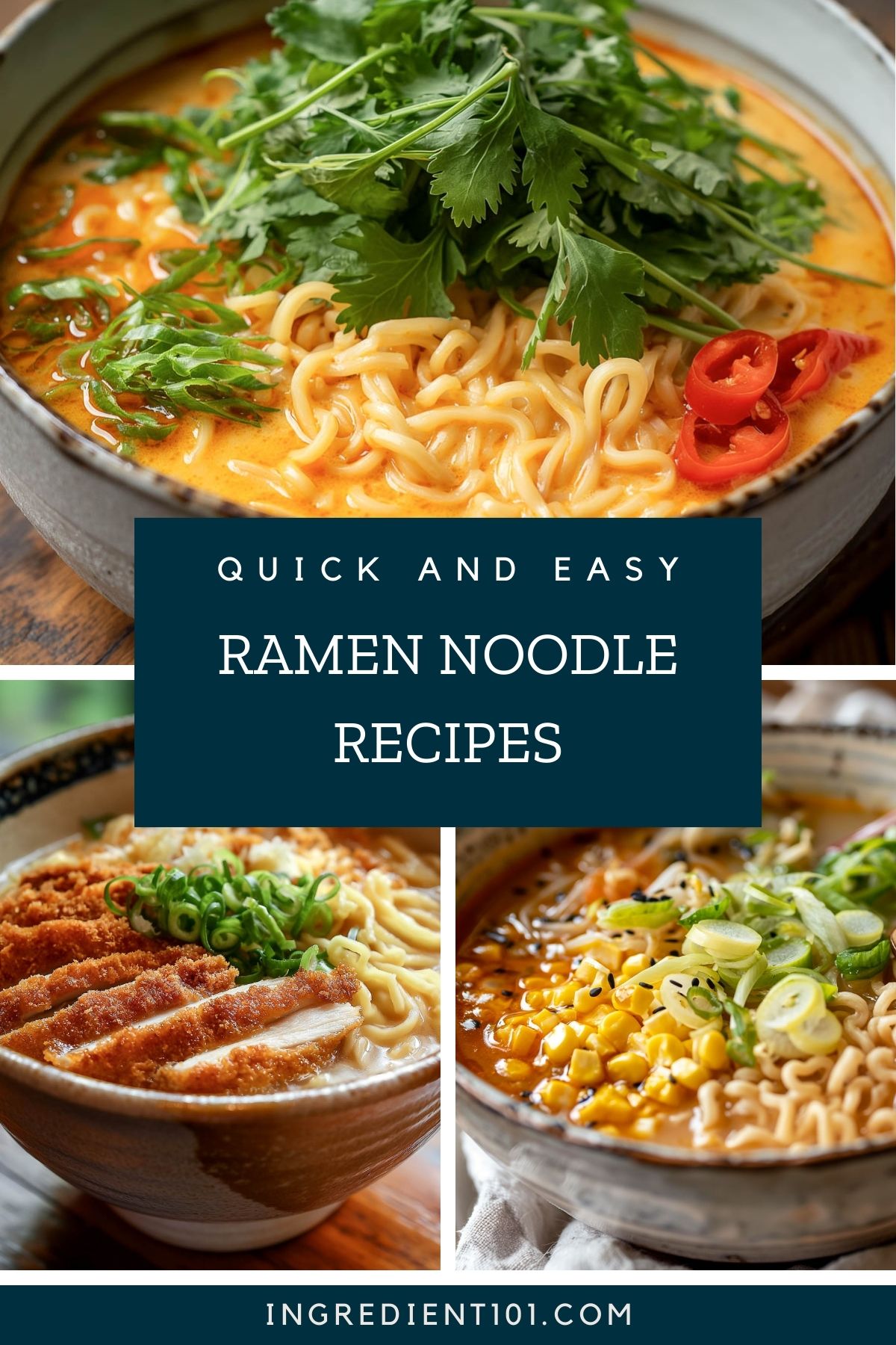 A selection of quick and easy ramen noodle soup recipes including curry ramen, chicken katsu ramen and vegan spicy miso ramen.
