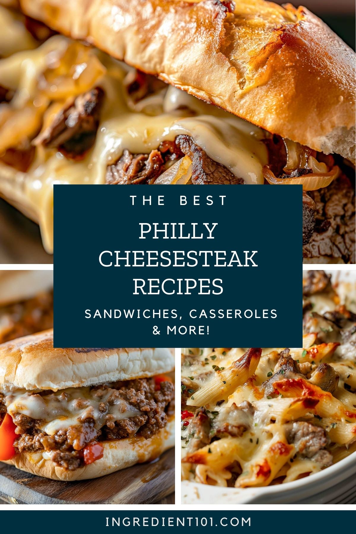 The best Philly cheesesteak recipes including a Philly cheesesteak casserole with pasta, traditional Philly cheesesteak sandwich and Philly cheesesteak sloppy joes.